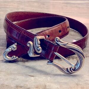 Gorgeous Vintage Brighton Tan Crock Belt with beautiful Silver detail. UEC